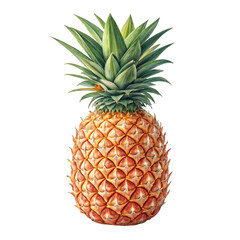 Fototapeta premium Fresh tropical pineapple with green leaves isolated on black studio background isolated on transparent background