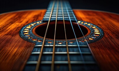 Obraz premium Close-up of acoustic guitar