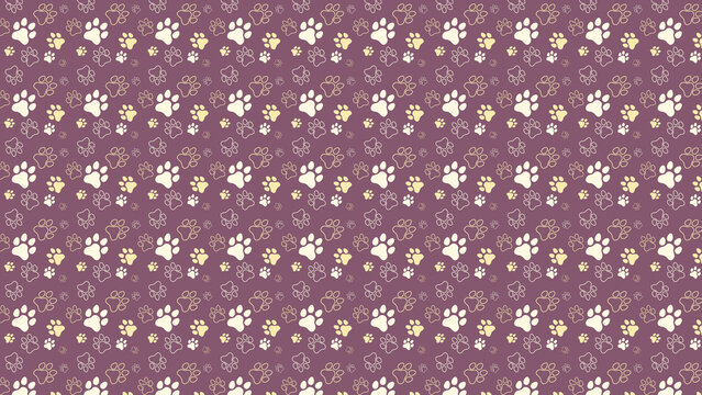 Dog paw print pattern background for pet lovers and animal themed designs and backgrounds