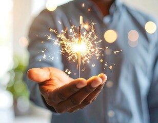 Sparkling hand holding a sparkler
