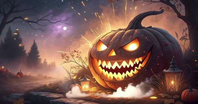 Halloween pumpkin on the dark background