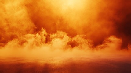 Abstract orange mist with warm glow and smoky texture