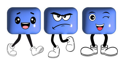 A set of cute and happy vector emoticons with big eyes and smiles.