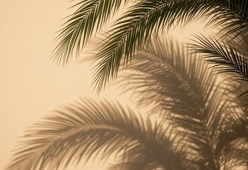 Captivating shadow play of palm leaves against a soft background nature photography calm environment artistic view
