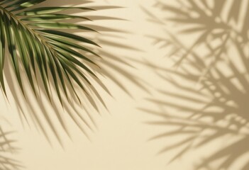 Obraz premium Captivating shadows of palm leaves on a beige wall interior photography calm environment artistic viewpoint