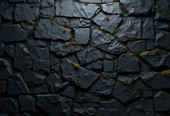 Fototapeta premium Textured stone wall background indoors photography dark environment close-up natural elements