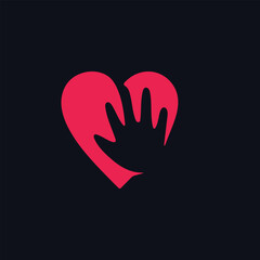 Abstract heart from human hands flat logo template. Creative love vector sign icon logotype.