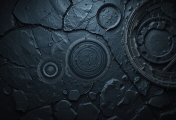 Abstract industrial design elements on dark textured background close-up view creative photography