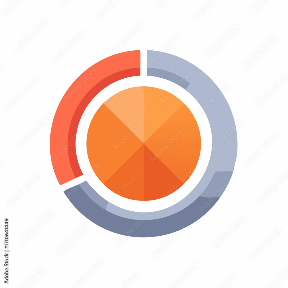 Poster vibrant circular chart icon with segmented outer ring and inner pie diagram for data visualization