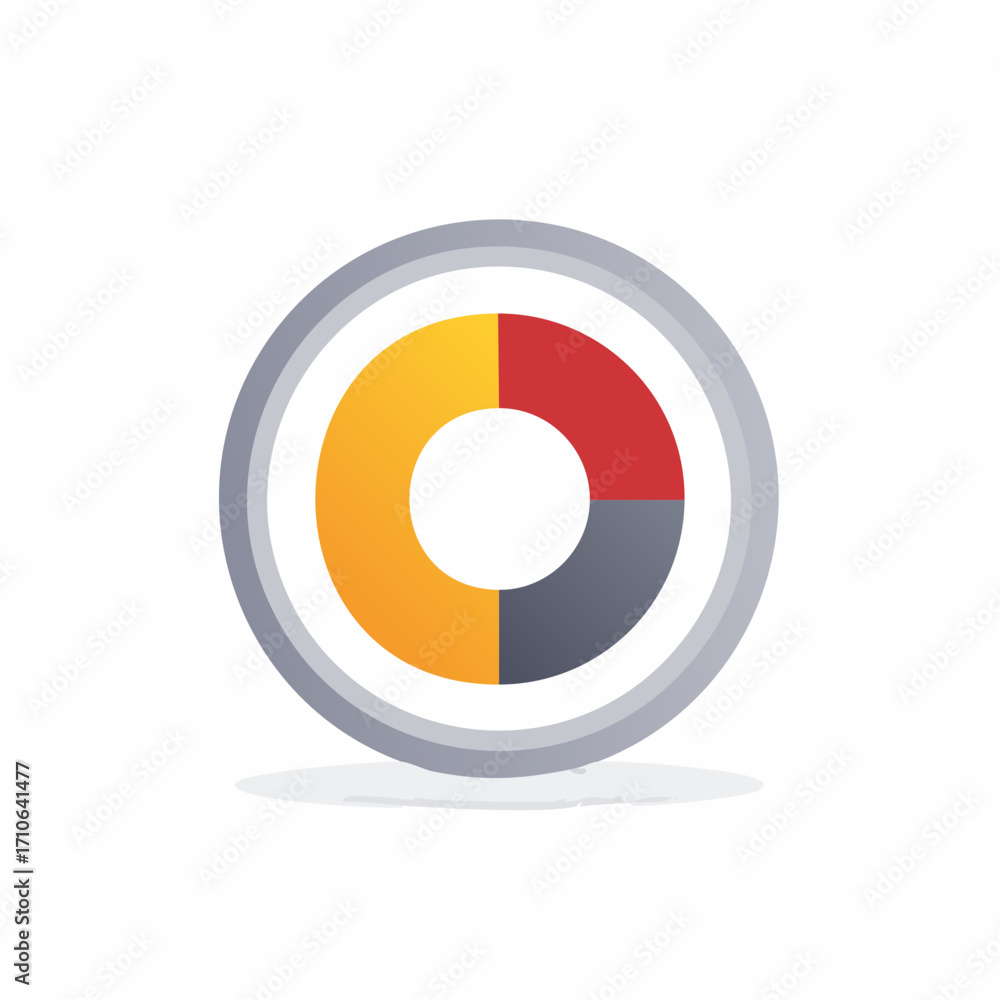Poster modern infographic element showing segmented data in a vibrant donut graph icon
