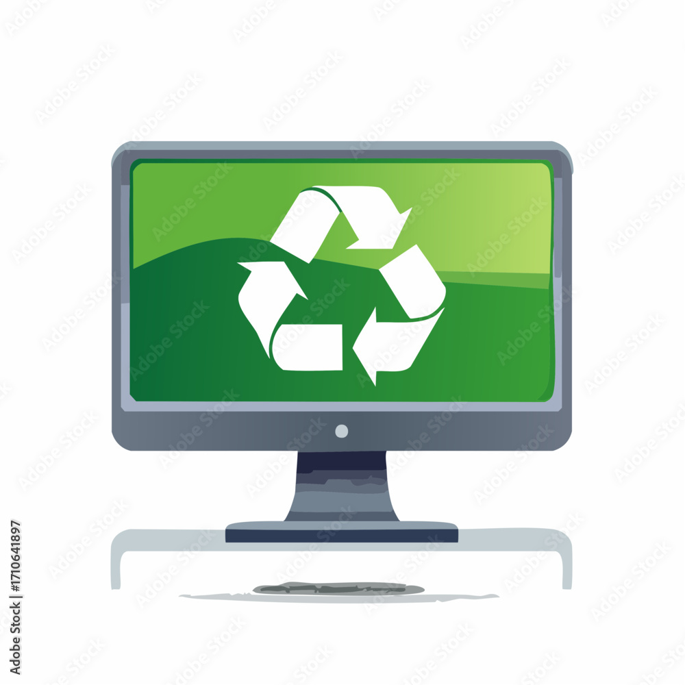 Poster Computer Screen Displaying Recycle Symbol Green Technology Environment Concept