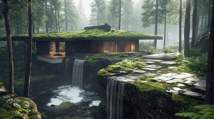 Serene Waterfall House: A Modern Architectural Marvel Nestled in a Lush Forest