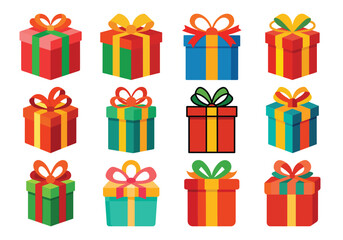 Collection of Colorful Gift Boxes with Ribbons for Celebrations