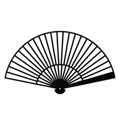 Elegant open black traditional japanese fan radiating lines for decorative accents