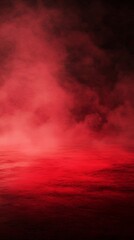 Obraz premium Mysterious red smoky landscape with foggy atmosphere and dark background
