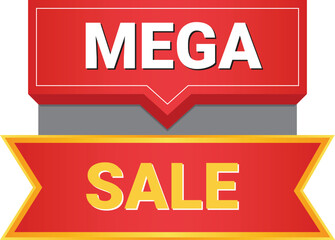 Exciting mega sale announcement banner with bold red and yellow typography perfect for retail promotions and special offers vector