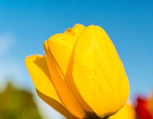 Close-up yellow tulip bud