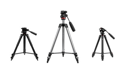 Camera tripod with white background for professional photography equipment support