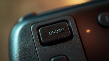Close-up of a Pause Button on a Dark-Colored Device