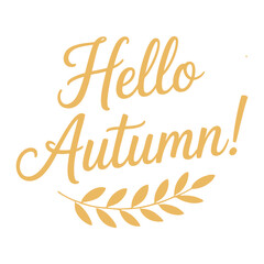 Hello autumn text and leaf branch greeting seasonal fall welcome message