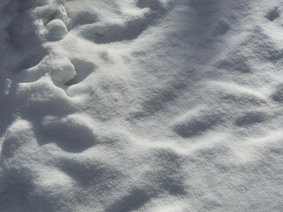 Winter white deep snow surface background. 