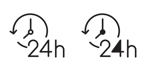 24 hour service vector icon set. 