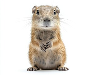 Fototapeta premium Cute rodent, centered on white background. Small, friendly face