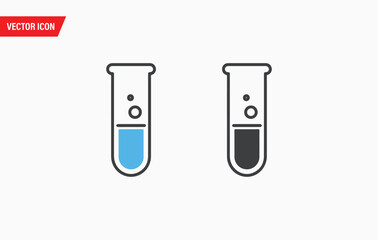 Two chemistry test tubes with different blue and black liquids in a scientific laboratory setting
