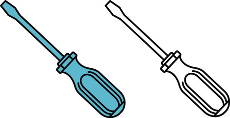 Fototapeta premium Find flat head screwdriver vector illustration and line art