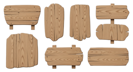 Collection of Rustic Wooden Signs Blank Weathered Irregular Shapes.