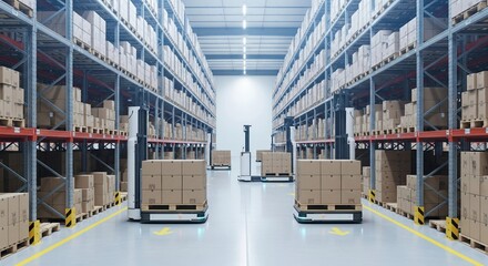 Automated Warehouse Logistics: Robotic Forklifts & Efficient Storage System