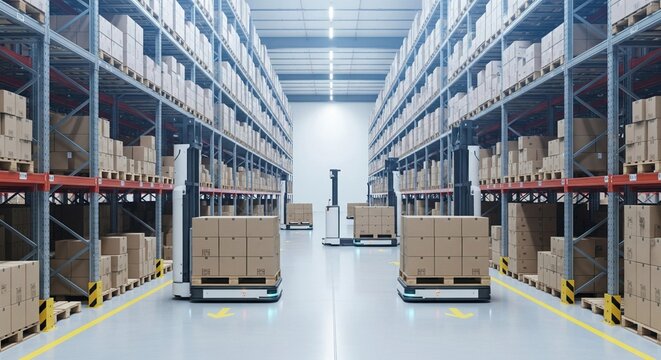 Automated Warehouse Logistics: Robotic Forklifts & Efficient Storage System
