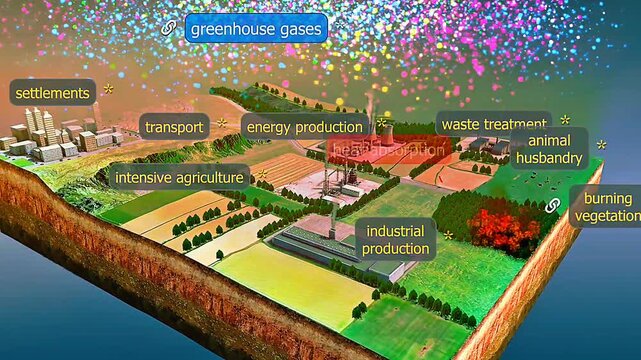 Release of greenhouse gases from Human activities