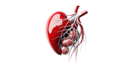 Human liver anatomy on transparent background