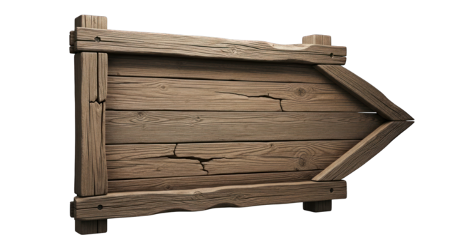 Rustic Wooden Arrow Sign with Weathered Texture and Directional Point.