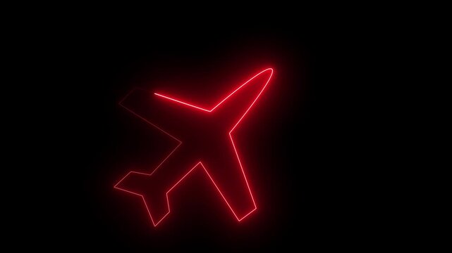 Abstract glowing neon light rocket icon animation on black background. animated rocket logo with glowing neon lines. neon circle line animation. glowing neon line simple rocket icon animation