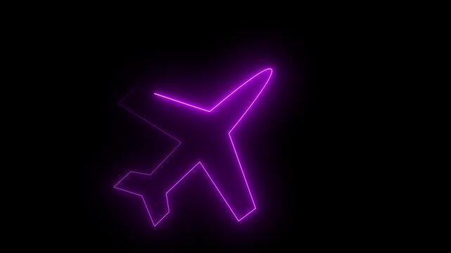 Abstract glowing neon light rocket icon animation on black background. animated rocket logo with glowing neon lines. neon circle line animation. glowing neon line simple rocket icon animation
