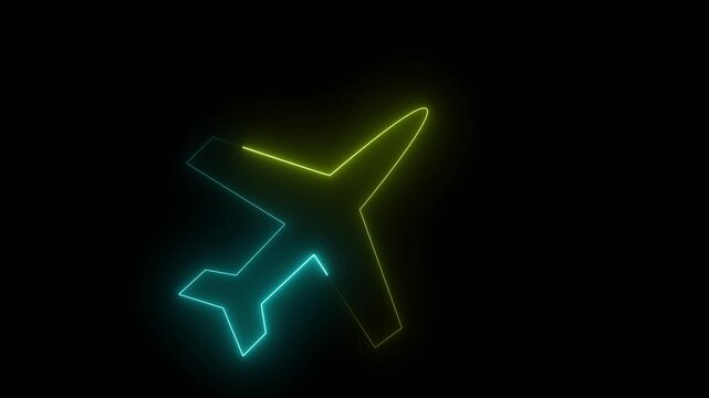 Abstract glowing neon light rocket icon animation on black background. animated rocket logo with glowing neon lines. neon circle line animation. glowing neon line simple rocket icon animation