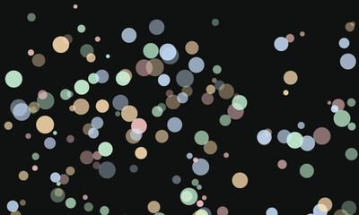 Floating Pastel Colored Circles on a Black Background for Graphic Designs