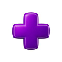 Obraz premium Glossy Purple Plus Sign Icon Addition Symbol Medical Math Sign Graphic Design Element Creative on transparent background