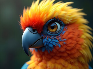 Fototapeta premium Vibrant parrot with captivating gaze showcases nature's artistry, inspiring wonder and adding a touch of exotic beauty to any creative project or design needing eye-catching color