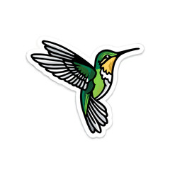 Fototapeta premium Green Hummingbird Flying with Wings Spread on White