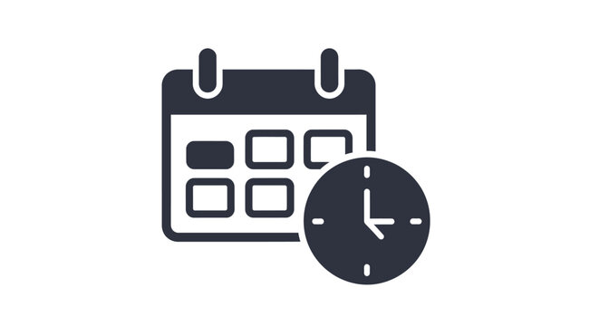 Calendar with clock indicates appointment scheduling for business meeting and time management, conveying organization and efficiency.