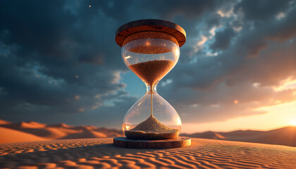 Giant Hourglass Filled with Galaxies Suspended Above Desert