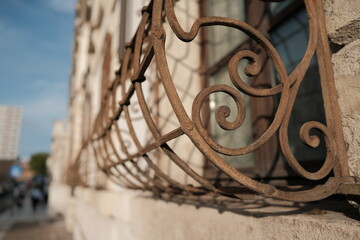 Ancient wrought iron placed to protect the windows