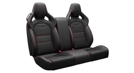 Black Leather Sport Seats with Red Stitching.