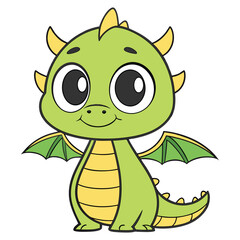 Fototapeta premium Cute baby dragon cartoon on white background