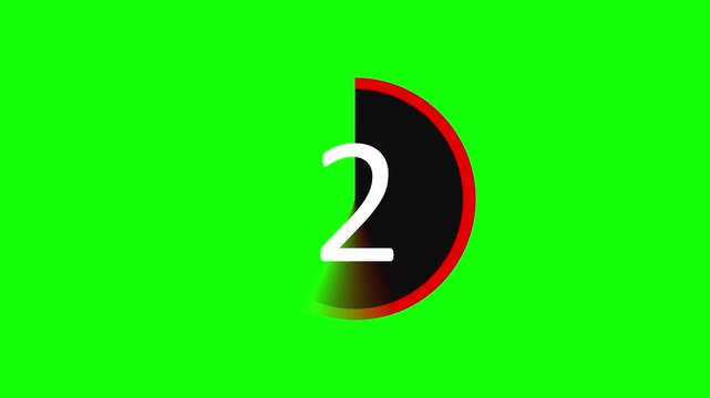 Modern countdown timer 1-5 animation on a video green screen