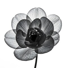 Obraz premium Botanical X-Ray Ephemeral Bloom Shadow Petals Inner Light Floral Anatomy Revealed Dark Bloom Translucent Ghost Flower Skeletal Blossom