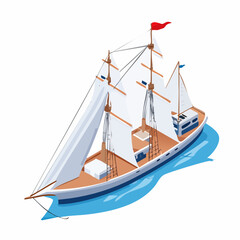 sailing ship isolated on white
